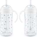NUK Learner Straw Cup, 10oz, 2-Pack - Toddler Sippy Cup with Soft Straw for Easy Drinking, Suitable for Ages 8 Months and Up, Timeless Collection