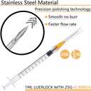 25G 5/8 In - 50 Pack 1ml/1cc Industrial Scientific Lab Utensils, Individual Package