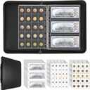 Coin Collection Supplies Holder for Collectors with Handle, Fireproof 400 Pockets Coin Collection Book & 36 Paper Money Organizer Binder for Coin Currency Collection Supplies,Pennies (Black)