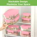 10-Pack Food Storage Containers with Airtight Leakproof Lids, BPA-Free Meal Prep Containers for Microwave/Dishwasher/Freezer, Pink, 47.3oz Each