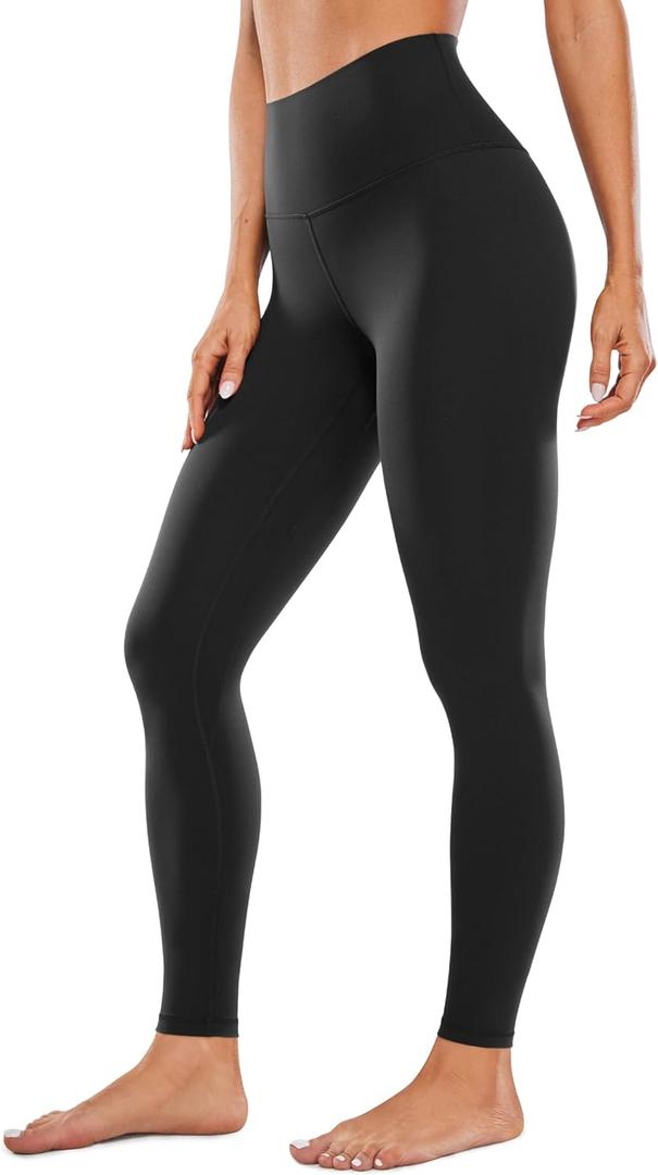 CRZ YOGA Womens Butterluxe High Waisted Yoga Leggings 28" - Double Seamed Buttery Soft Comfy Athletic Gym Workout Pants (Black) XS