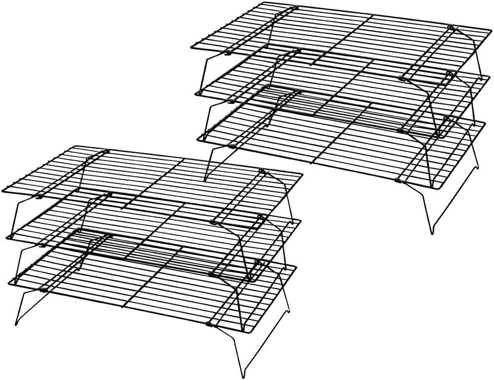 Kingrol 2 Pack 3-Tier Stackable Cooling Rack, Non-stick Wire Cake Rack for Pies, Cookies, Pastries
