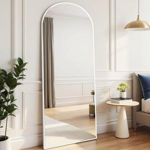 Rowjut Floor Length Mirror, 71"x26" Arched Full Length&Standing Hanging or Leaning&Freestanding Full Body Mirrors, Wall Mounted Mirror with Thin Aluminum Frame (White)