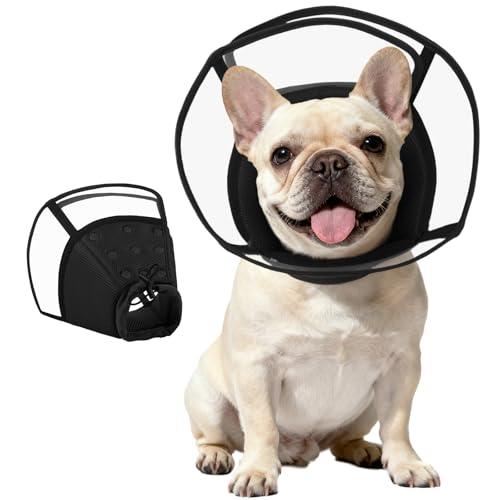 Kuoser Medium Dog Cone Collar After Surgery, Soft Cone for Dogs to Stop Licking, Breathable Pet Recovery Collar Comfy Elizabethan Collars, Adjustable Protective Dog Cones for Medium Dogs, Black M