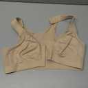 HACI Women's Front Closure Posture Bra Full Coverage Back Support Everyday Wireless Comfy Unpadded Cup (38B, Beige)