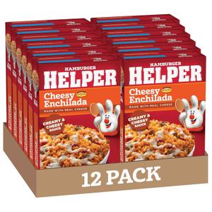 Hamburger Helper Cheesy Enchilada Pasta Meal (7.5 oz - 12 Pack) No Artificial Flavors, Ready in 3 Easy Steps, Quick Meals Perfect for Midweek Dinners, Busy Evenings & Families On-the-Go, EXP: 03/Nov/2026