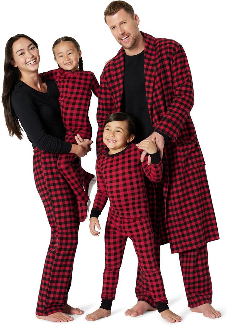 Amazon Essentials Matching Holiday Family Pajama Sets (X-Large, Classic Buffalo Check)