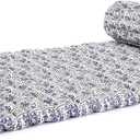 Leewadee - Foldable Floor Mattress - Japanese Roll Up Futon -Trifold Tatami Mat- Guest Floor Bed - Camping Mattress - Thai Massage Mat, Kapok Filled, 75 x 28 inches, Blue White