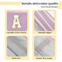 Pencil Case for Girls Women, Initial Pencil Pouch with Zipper, Cute Pencil Bag for School Supplies, Aesthetic Pen Case Box for Kids Teen Girls - C(Purple)