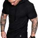 Lexiart Mens Fashion Athletic Hoodies Sport Sweatshirt Solid Color Fleece Pullover (Black, L)