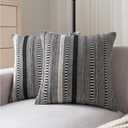 Cethom Boho Throw Pillow Covers 18x18 Inch Set of 2, Farmhouse Decorative Couch Pillow Cases, Black Accent Pillows of Bed, Sofa Bedroom Living Room Home Decor Cushion Cover