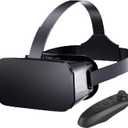 VR Headset for Phone with Controller, Anti-Blue Lens PD & Fl Adjustable Virtual Reality Goggles Set for Kids and Adults, Compatible with iPhone 16/15/14/13/12 Samsung Android 4.5-6.7" (Black)