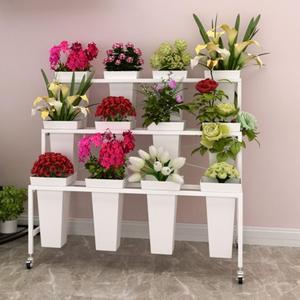Flower Display Stand with Buckets,3-Tier Flower Stand,Heavy Duty flower stand display for Indoor Flower Bar,Flower Shop,Outdoor Flower Pop-Up Events flower holder (White)