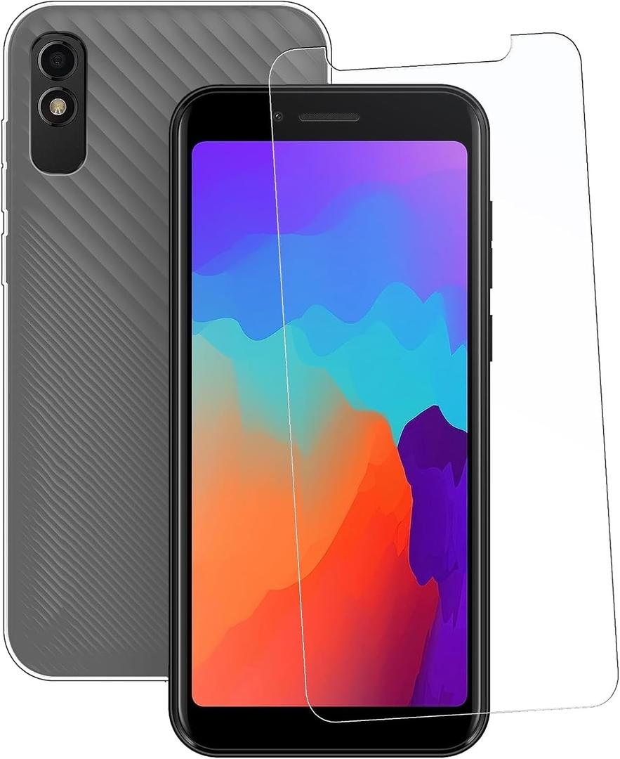 Cover for BLU C5L MAX Phone Case [5.70"],Black Protective TPU Soft Shell,Accurate Hole PositionScreen Protector Tempered Film [1 Pack]