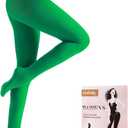 Women's 80D Opaque Tights Solid Colored Tights High Waist Microfiber Footed Pantyhose for Women (Green)