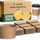 1000 Pack Coffee Cup Sleeves for Hot & Cold Drinks | Extra Thick Disposable Kraft Corrugated Insulated Sleeve for 12-24 oz Cups | Recyclable Cardboard Hand Protection for Cafes, Offices