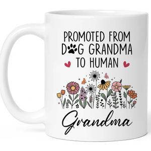 Promoted To Grandma Gift, Dog Grandmas To Human Grandma To Be Mug, New Grandmas Gifts From Daughter, Pregnancy Announcement Present, Mothers Day, Christmas Gifts