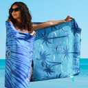 Beach Towel，Microfiber Quick Dry Sand Free Towel with Palm and Dolphin Design, Lightweight Large Beach Towel for Adults, 29 * 58" for Beach Pool Vacation (Blue, 28 * 59（inch)