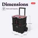 Stack N Roll 4-Piece Rolling Tool Storage System Includes Large Rolling Tool Box, 2-Drawer Tool Box & 2 Tray Organizers | Modular Stackable Tool Storage with Wheels for Garage & Workshop