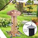 iBorn Bird Feeders for Outdoors, 2LB Metal Bird Feeders 17cm Large Roof &Tray, 4 Feeding Ports, Brushed Copper Finishing