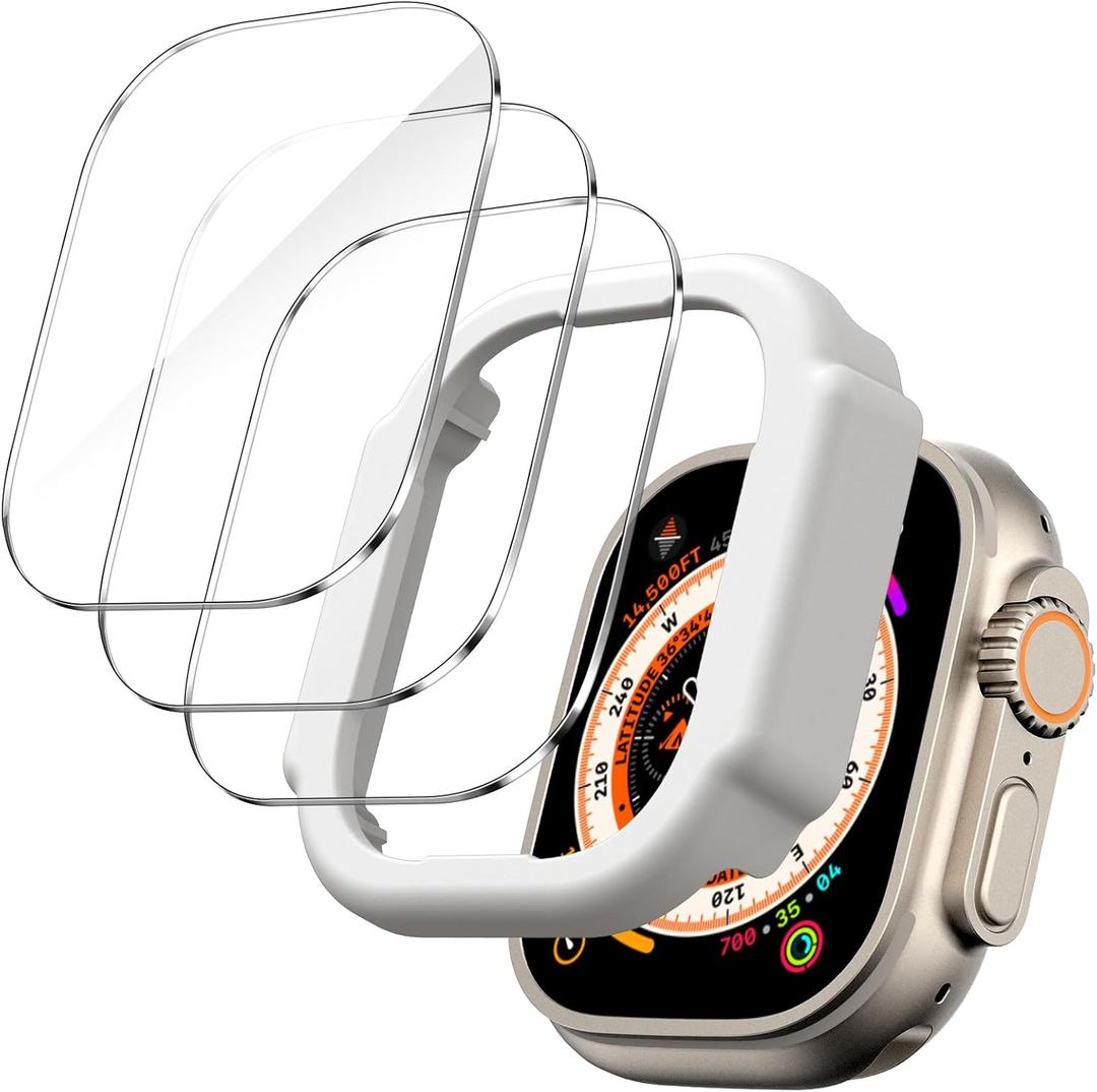 JETech Screen Protector for Apple Watch Ultra 3/2/1 49mm with Easy Installation Frame, Anti-Scratch Tempered Glass Film, HD Clear, 3 Pack