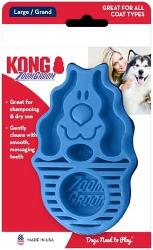 KONG - Zoom Groom Dog Brush, Groom and Massage While Removing Loose Hair and Dead Skin - Blue