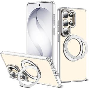 for Samsung Galaxy S26 Ultra Case with 360Rotatable Magnetic Ring Stand Compatible with Mag-Safe Military Protection Transparent Phone Case for Galaxy S26 Ultra 6.9",Clear
