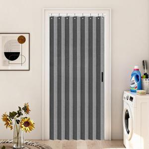 Vatge Closet Curtain for Open Closet, Pleated Folding Curtains for Doorway, Privacy Room Divider for Separation,1 Panel with Tieback, W39 x L78, Grey