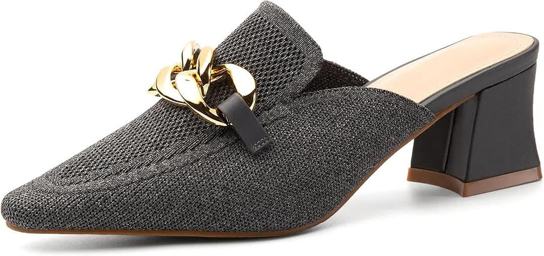 NEWBELLA Women's Pointed Toe Heeled Mules