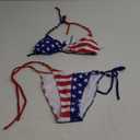 TASHEHE Women's Bikini Set High Cut Triangle Sexy Tie Swimsuit Two Piece Beads Shoulder Straps Bathing Suit (433 / American Flag / 4th of July)
