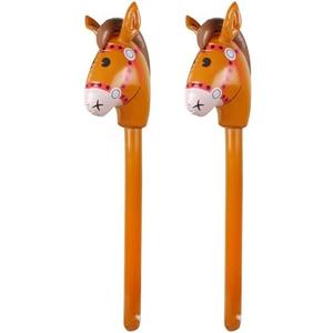 8PCS Inflatable Stick Horse,Inflatable Horse Head on Stick Horse Costume Pony/Halloween/Western Cowboy/Horse Baby Shower Birthday Party Decorations Supplies Favors Props, 37 Inches (Brown)