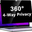 PYS 4 Way 360 Degree Macbook Air Privacy Screen for MacBook Air 13 Inch (2018-2021, M1),4 Directions Horizontal and Vertical All Around Anti Spy macbook privacy Film,Anti-Glare Protector (Black)