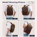 Leather Backpack for Men 15.6" Laptop Backpack 100% Madagascar top-Grain Leather Backpack Brown Medium Size