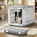 Collapsible Dog Crate for Large/Medium Dogs - 36" L Foldable Dog Cage No-Tool Assembly, Travel Dog Crate with 2 Wheels - Easy to Carry, Space-Saving, Indoor Outdoor Use, 36.4"(L) x22.84(W) 25.8"(H)