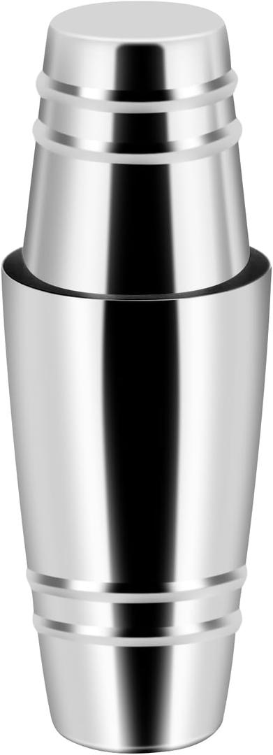 Boston Shaker: 18 & 28oz Weighted Cocktail Shaker Set. Stainless Steel Martini Drink Shaker, Two-Piece Heavy Metal Boston Tins Only (Embossed measuring cup) (Silver)