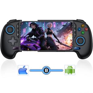 NinjaPlusOX Mobile Game Controller for iPhone/Android with Hall Joystick and LED, Wireless Phone Controller with Phone Case Support, Compatible with Xbox Game Pass, Steam Link, Call of Duty, Roblox