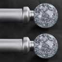 2 Pack Silver Curtain Rods for Windows 48 to 84 Inch, 1'' Heavy Duty Adjustable Drapery Rod with Unique Crystal Ball Finials, Modern Decorative Curtain Rod,Size; 30-88''