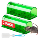 LULUCATCH Humane Mouse Traps 2 Pack, Live Mouse Traps, Reusable with Cleaning Brush, No Kill Catch and Release Indoor Outdoor Rat Cage, Pet Safe Pest Control for Mole, Chipmunk & Squirrel