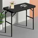 Folding Table 2.7ft Rectangular All-Occasion Plastic Folding Event Table for Indoor and Outdoor, Portable Desk, Camping, Durable and Stable, HDPE and Steel, Wide Application, Black