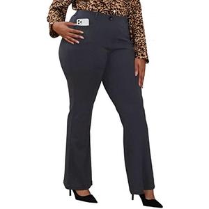 Wrinkle-Free Stretch Dress Pants Plus Size for Women Pull-on Pant Ease into Comfort Office Pant, Grey, 3XL