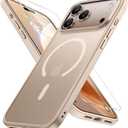 Miracase for iPhone 17 Pro Max Case with Screen Protector [Compatible with MagSafe] Slim Thin Phone Case Military-Grade Protected for 17 ProMax Cover Bumper 6.9", Khaki Gold