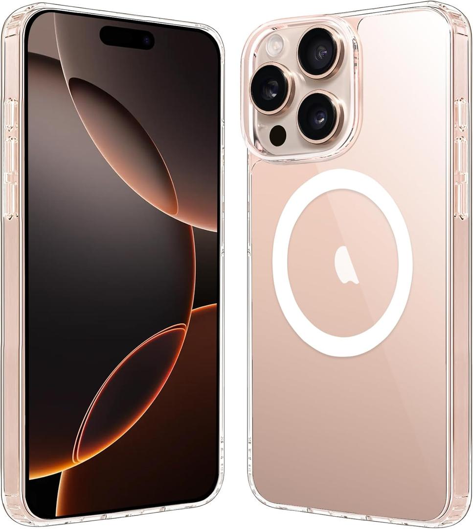 Magnetic Case for iPhone 16 Pro Max Case 6.9-Inch, Compatible with MagSafe Wireless Charging, Transparent Anti-Scratch Back Shockproof Slim Thin Phone Case Cover (Clear)