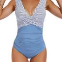YOOWSS Women's One Piece Swimsuit Tummy Control Plung V-Neck Bathing Suit Wide Straps Swim Suit Wrap Swimwear XL