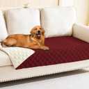 Smiry Waterproof Dog Bed Cover Pet Blanket, Soft Washable Dog Blanket for Furniture Bed Couch Sofa Reversible, Checkered (30"x70", Wine Red/Beige)