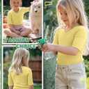 Toddler Girls Short Sleeve Shirt Cotton Ribbed Slim Fit V Neck Elbow Length Casual Soft Basic Top Kids Summer Tee