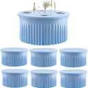 Outpain Baby Blue Spandex Round Tablecloths for 72 inch Tables, Stretchy 132 inch Fitted 6FT Round Table Cloth with Wrinkle Free Skirt for Wedding Parties & Banquets