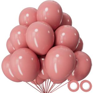 110pcs Dusty Pink Balloon 12 Inch, Brush Pink Latex Balloons for Birthday Party Baby Shower Wedding(with 2 Ribbons).