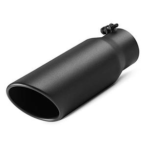 A-KARCK Exhaust Tip 3 Inch Inlet, 3" Inlet 4" Outlet 12" Long Black Coated Finish Muffler Tip For Truck Tailpipe, Stainless Steel Rolled Edge