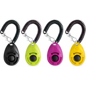 Dog Training Clicker with Wrist Strap - OYEFLY Durable Lightweight Easy to Use, Pet Training Clicker for Cats Puppy Birds Horses. Perfect for Behavioral Training 4-Pack (4colour)