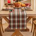 Red White Plaid Christmas Table Runner, Winter Holiday Table Runners 36 inches Long, Xmas Decorations Indoor Outdoor Farmhouse Home Kitchen Dining Party Decor